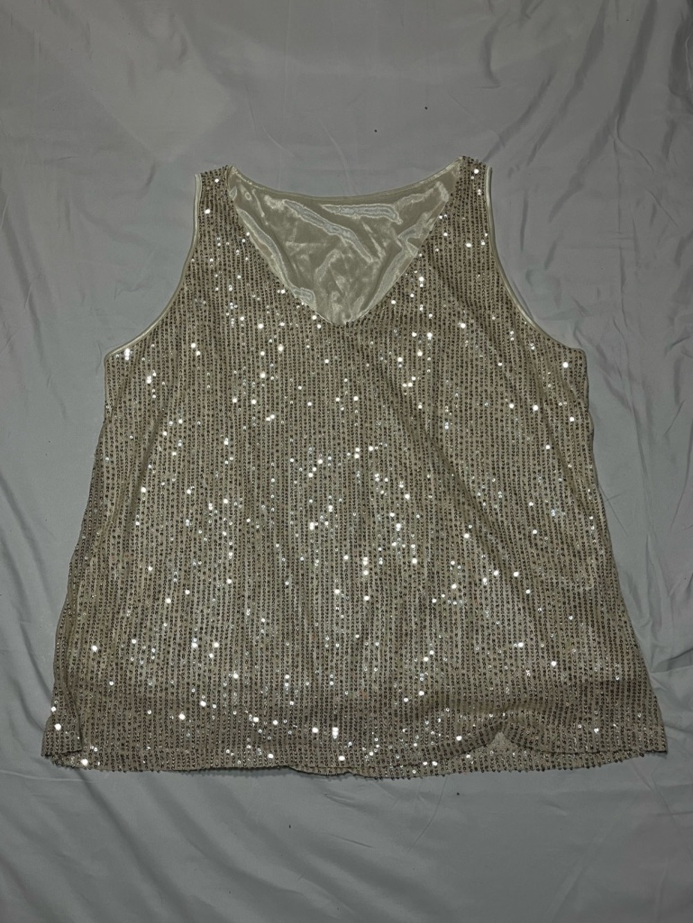 Source Unknown Sequin V-Neck Camisole in Champagne